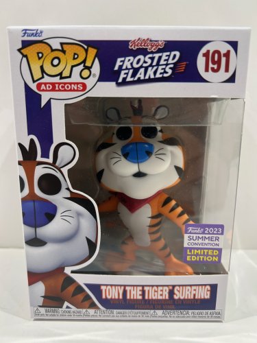 Funko pop! **2023 summer convention** ad icons: Kellogg’s Frosted Flakes - Tony the Tiger surfing vinyl figure (#191) image 2