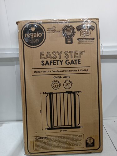 REGALO EASY-STEP METAL WALK-THROUGH SAFETY GATE - 30" X 29'' - 38.5'' - WHITE (MODEL: 1160DS) image 2