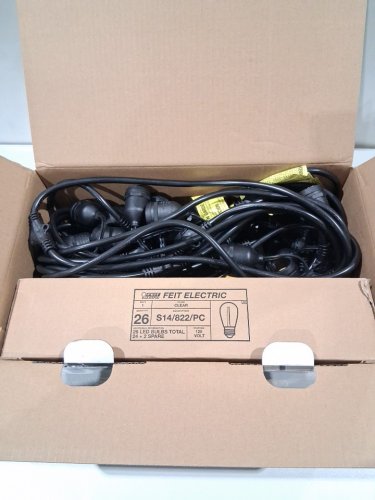 feit electric weatherproof led 24-light string lights with 1 spare lightbulbs - 48ft - black (model: 1603293) image 3