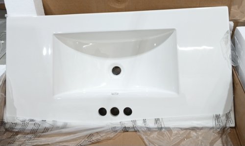 LIKIMIO Bathroom Vanity with Sink, 2 Drawers, and Open Shelf - 36" - White (Model: HK-KZXST-12) image 6
