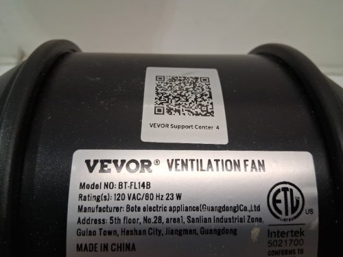 vevor variable speed inline duct ventilation fan - 6" / 400cfm - black (model: bt-fl14b) image 5