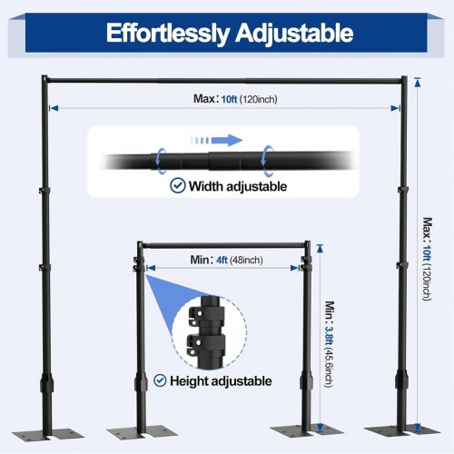 EMART ADJUSTABLE PHOTO BACKDROP STAND KIT - 10FT X 10FT - BLACK (MODEL: EM-TPD1010-B) image 2