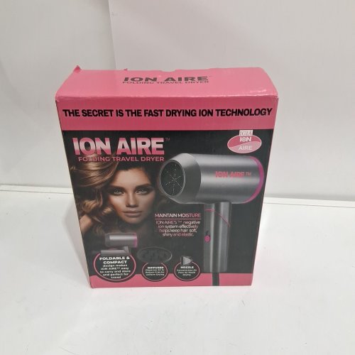 3pc igia ion aire folding travel hair dryer - grey/pink image 2