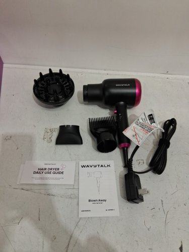 Wavytalk blown away ionic Hair Dryer with diffuser & concentrator attachments - BLACK/pink (MODEL: QL-5917BDC) image 3