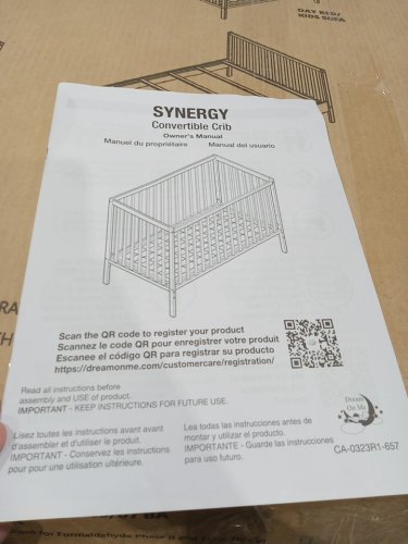 dream on me synergy 5-in-1 convertible crib - 39" x 29" x 53" - white (model: 657) image 8