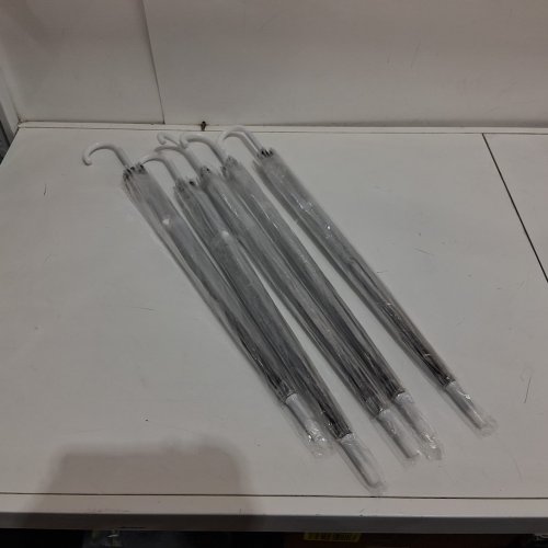 5pk Canopy Wedding Umbrellas with J-Hook Handle - 27" - CLEAR image 2