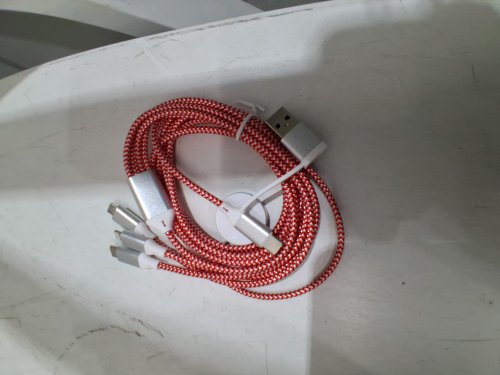 Homailida 4‑in‑2 Multi Fast Charger Cable – 1.8M USB‑A/USB‑C to iPhone/Type‑C/Micro USB & Apple Watch – Nylon Braided- 6ft - red/white (model: Red-01) image 3
