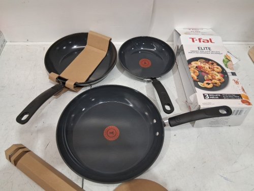 3pc tfal ceramic non-stick skillet set - 8'', 9'', 11'' - black/red (Model :  8899888) image 3