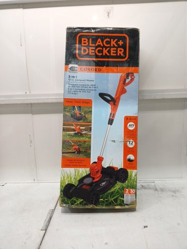 BLACK + DECKER 3-IN-1 COMPACT ELECTRIC MOWER STRING TRIMMER - 12" PATH - 6.5AMP - ORANGE/BLACK (MODEL: BESTA512CM) image 2