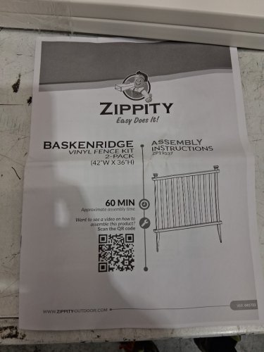 ZIPPITY BASKENRIDGE vinyl GATE KIT  - 36.2" x 42" - WHITE (MODEL: ZP19037) image 4