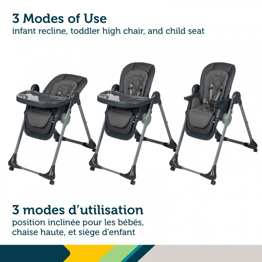 SAFETY 1ST OLEA 3-IN-1 HIGH CHAIR - MINERAL GRAPHITE GREY (MODEL: 03084CMGT) image 2