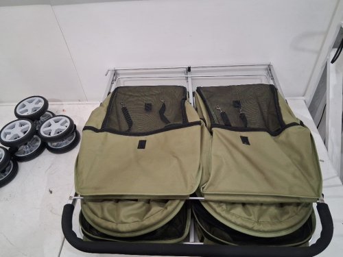 betsocci Foldable Double Pet Stroller for Dogs & Cats Two-Seater with Storage - 33LB - GREEN (model: sp04) image 4
