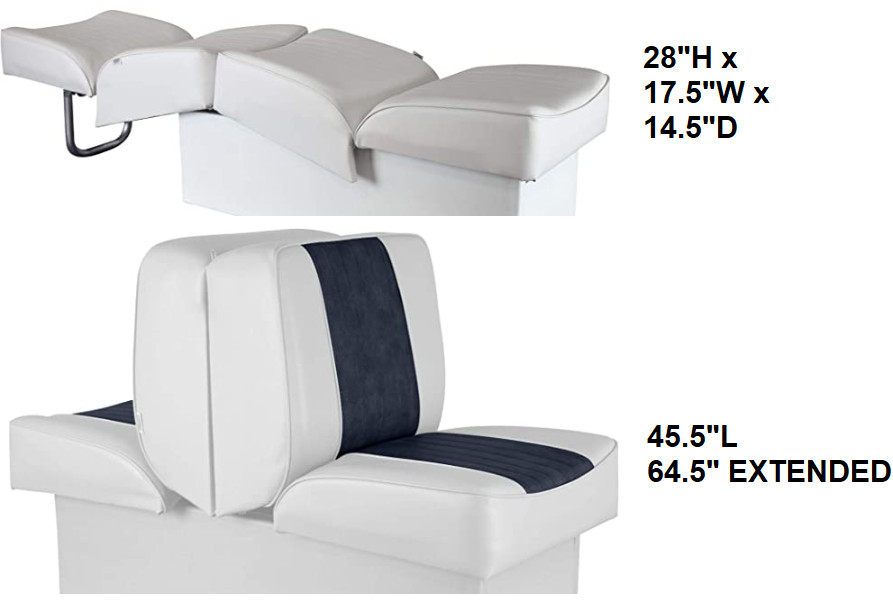WISE DELUXE BOATING LOUNGE SEAT WITH FOLD DOWN FEATURE - NAVY BLUE/WHITE (MODEL#: 8WD707P-1-924) image 3