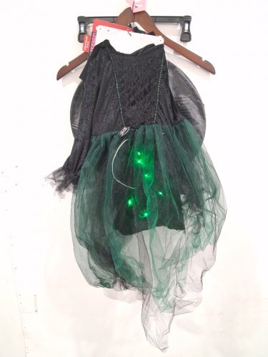 2PC GIRL'S GOODMARK LIGHT-UP WICKED WITCH COSTUME - SMALL (4-6) - BLACK/GREEN image 2