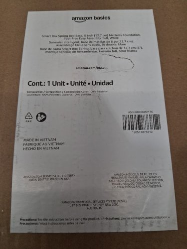 AMAZON BASICS SMART BOX SPRING BED BASE, MATTRESS FOUNDATION - 74" X 53" X 5" - FULL - OFF-WHITE (MODEL: b07k6h2p7g) image 8