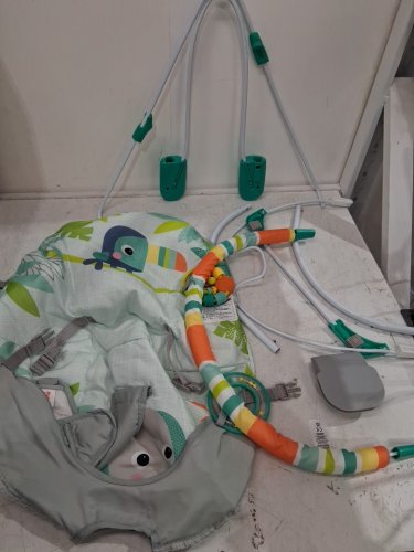 BRIGHT STARTS PORTABLE 3-POINT HARNESS VIBRATING BOUNCER WITH TOY-BAR - RAINFOREST VIBES (MODEL: 12227) image 3