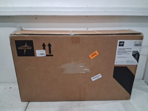 MEDLINE GUARDIAN TRANSFER BENCH WITH BACK & MICROBAN ANTIMICROBIAL TREATMENT - GREY (MODEL: G3-100KBX1) image 2