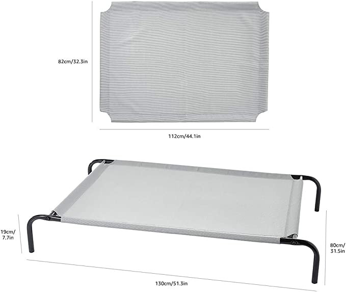 AMAZONBASICS METAL & MESH ELEVATED COOLING PET DOG COOLING BED - LARGE / 51.3" x 31.5" x 7.7" H - 90lb capacity - GREY/black (MODEL: 2007L-GY) image 2