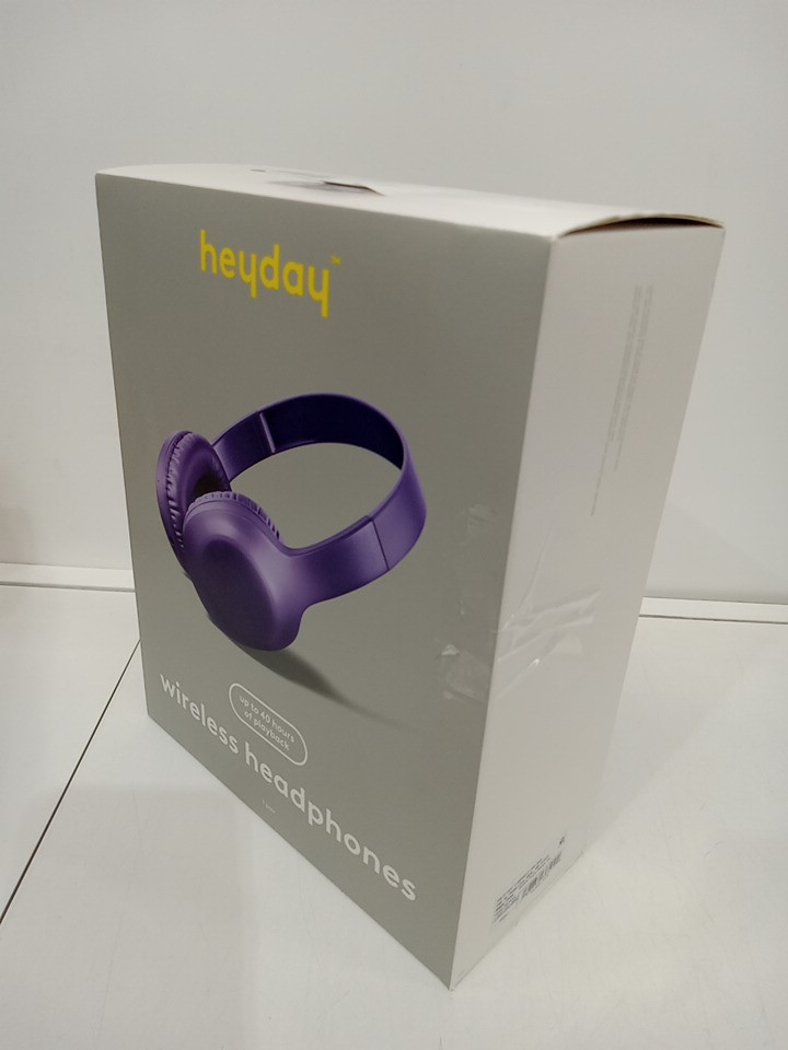 Heyday Wireless Bluetooth Over-Ear Headphones with 3.5mm aux cord - Purple image 2
