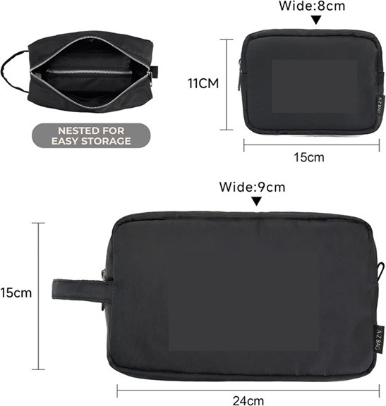 2pc A-Z BAG Toiletry and makeup organizer bag set - VINTAGE 2008 - Black (Model: O1KZ) image 2
