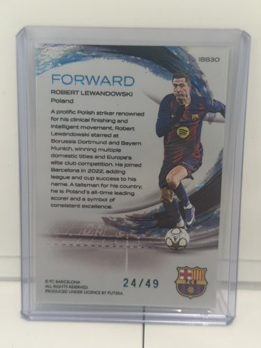 FUTERA ROBERT LEWANDOWSKI BARCELONA SOCCER CARD LIMITED EDITION #24/49 (IBB30) image 2