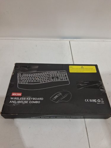 wireless 2.4g full size wave keys ergonomic keyboard with wrist rest & wireless ergonomic mouse combo pack - black (model: mk399) image 2