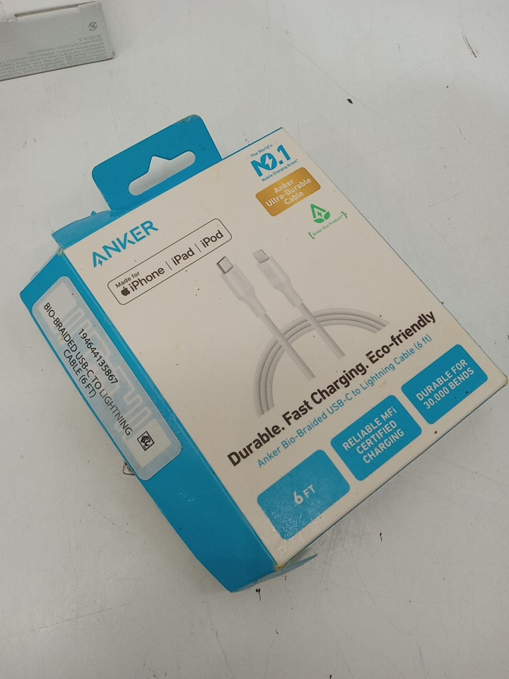 Anker Durable Bio-Braided USB-C to Lightning Fast Charging Cable - 6ft - White (Model: A80B6) image 2