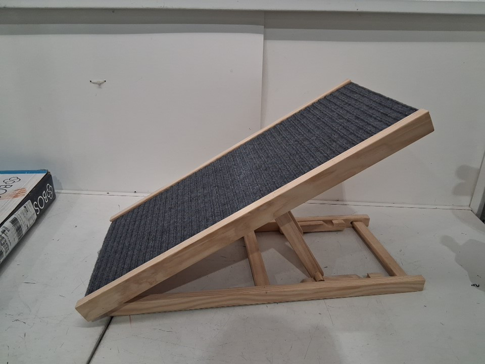 ActiveTrail anti-Slip Carpet Surface Adjustable Foldable Dog Ramp & Stairs - 27" x 13" x 16" - natural image 2