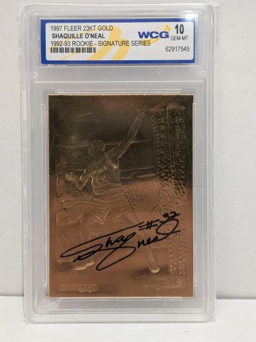 SHAQUILLE O'NEAL ROOKIE SIGNATURE SERIES CARD - WCG GEM MINT 10 - 1997 FLEER 23K GOLD #01872 image 2