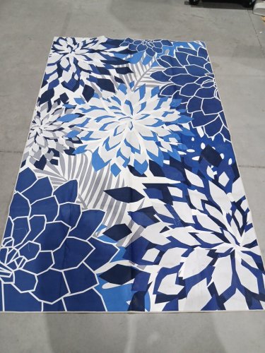 zonli Indoor / Outdoor Area Rug Washable Rugs - 5ft x 8ft - bule/white image 7