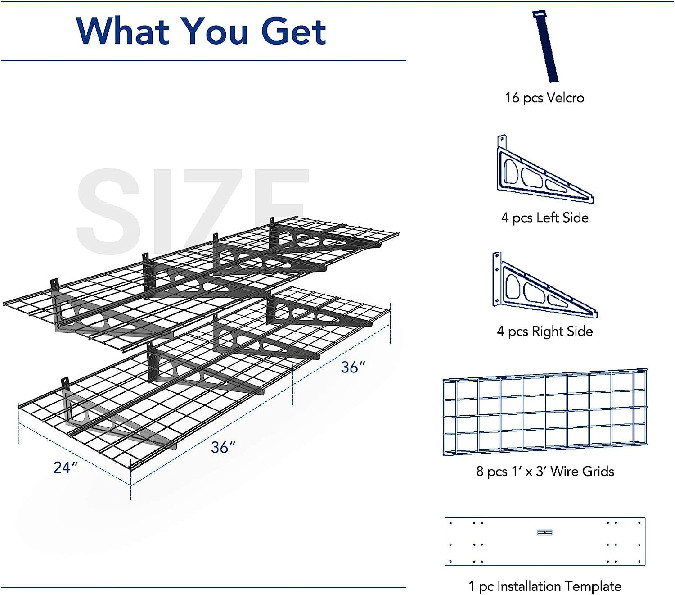 2PK FLEXIMOUNTS FLOATING WALL RACKS FOR STORAGE - 2FT x 6FT, 800lbs max - BLACK (MODEL: WR26B) image 3