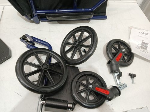 CAREX FOLDABLE TRANSPORT WHEELCHAIR - 300Lbs capacity - blue/black (model: a33677) image 6