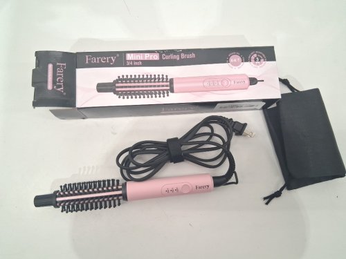 farery mini pro thermal curling brush for short hair - 1" - pink (model: fa019bt) image 2