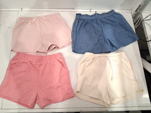4 ASSORTED GIRL'S SHORTS - LARGE (10/12) - PINK/YELLOW/BLUE image 2