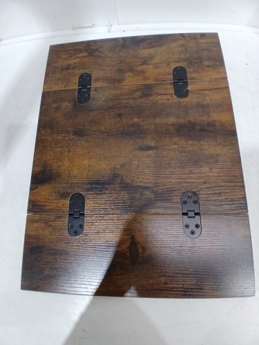hoobro foldable c shaped end table with charging station - rustic brown / black (model: BF29USF01) image 4