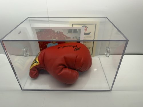SIGNED MUHAMMAD ALI BOXING GLOVE WITH COA IN ACRYLIC DISPLAY CASE image 4