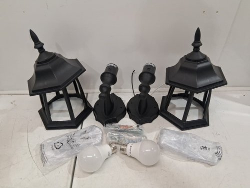 2pk emart plastic lantern wall sconce lights - 2700k - black (model: EM-GL-2) image 2