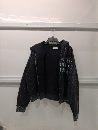 men's ROMANI “VS1” ZIPUP  FULLY RHINESTONED CROPPED FIT - small - black image 2