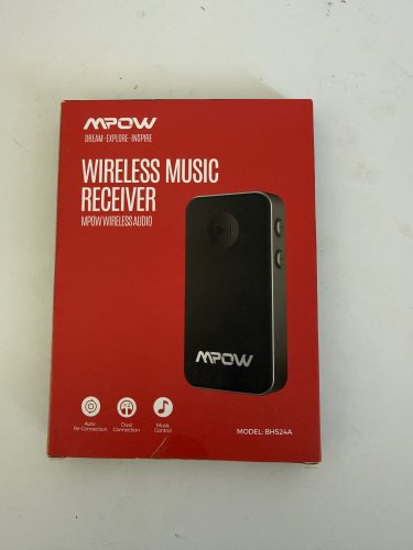 MPOW RECHARGEABLE BLUETOOTH WIRELESS MUSIC RECEIVER WITH 3.5MM AUX ADAPTER - CONNECTS UP TO 2 DEVICES SIMULTANEOUSLY - BLACK (MODEL: BH524A) image 2