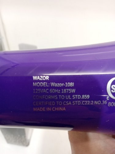 wazor 3rd generation lightweight tourmaline ceramic negative ionic blow dryer with 2 speed and 3 heat settings - 1875w - purple - (Model: 108I) image 3