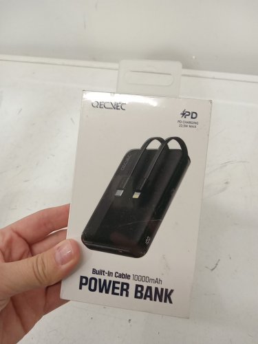QECVEC 10000mAh Power Bank Fast Charging Portable Charger with Built-in USB-C & LIGHTNING Cables - 22.5W - black (MODEL: Q18) image 2