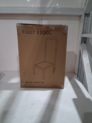 CAREBODA STEP STOOL WITH HANDLE ADJUSTABLE FOOT STOOL WITH NON-SLIP RUBBER FEET - 300LB CAP - SILVER/BLACK (MODEL: DR31158) image 2