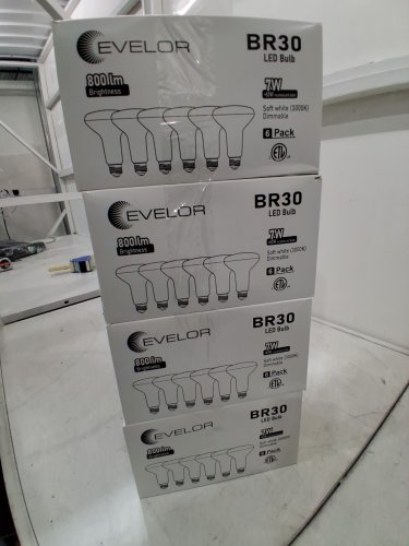 4 (6PK) Evelor LED BR30 Light Bulbs - 7W, 800LM, 5000K - WHITE- 24TOTAL (MODEL: BR30-7W5000K-6) image 2