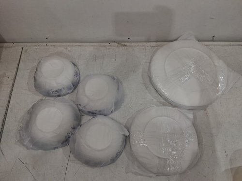 12pc LE POTOCIO  Bone China Dinnerware Set for 4 - assorted sizes - white / blue image 5