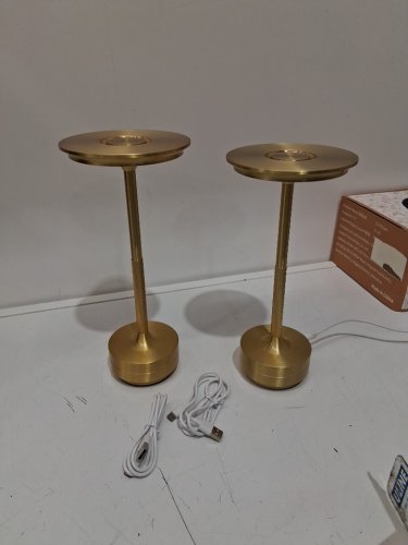 2pk Zunate Cordless dimmable Rechargeable Touch Lamp - 11.2" - 2000Ah - gold image 3