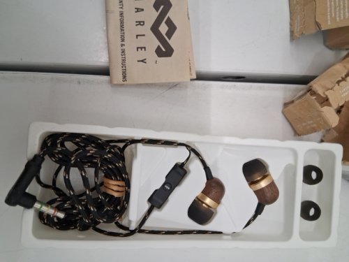House of Marley Smile Jamaica Wired In-Ear Headphones with Mic, 3.5mm Jack - Wood/Brass - (Model: EM-JE041-BA) image 3
