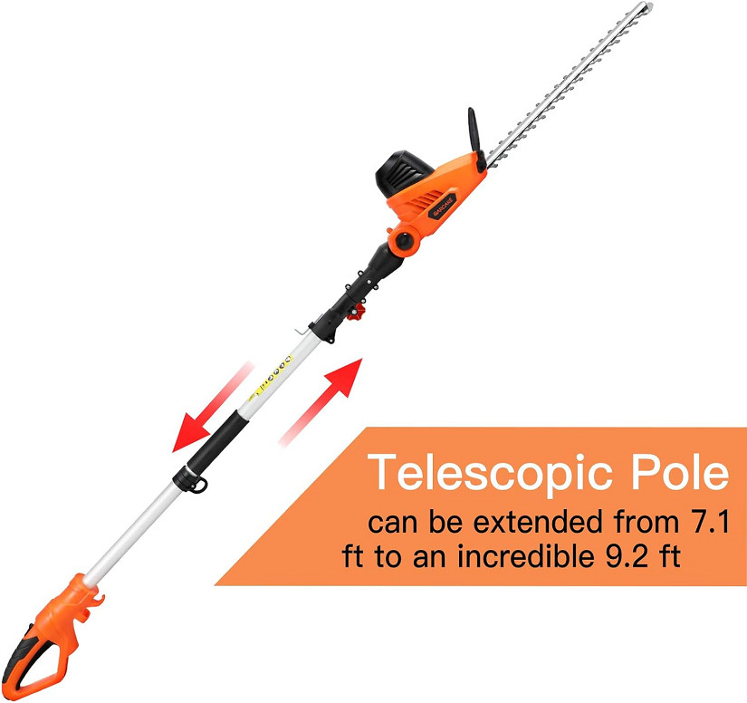 Garcare Corded Pole Hedge Trimmer/Extension Pole Saw with 18" Laser Cut Trimmer Blade - 4.8A - Extends up to 2.5m - Orange (Model: GPHT07) image 3