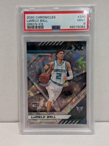 LAMELO BALL NBA HORNETS CARD - PSA GRADED 9 MINT - 2020 CHRONICLES GREEN ICE #290 image 3