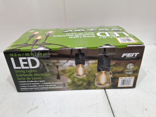 feit electric weatherproof led 24-light string lights with 2 spare lightbulbs - 48ft - black (model: 1603293) image 2