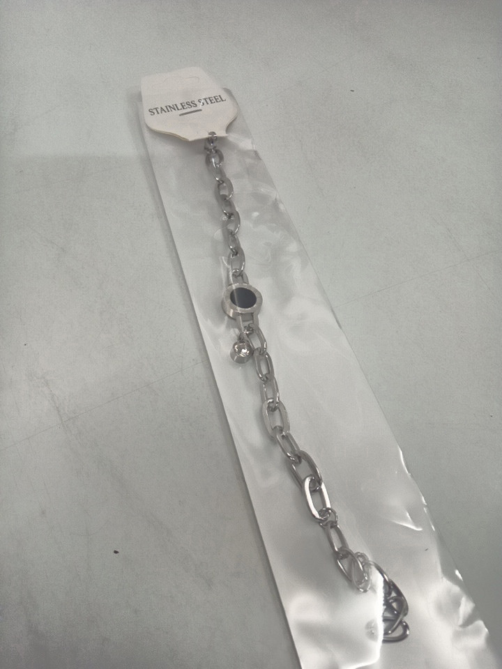 WOMENS roman number adjustable chain link style bracelet - stainless steel image 2
